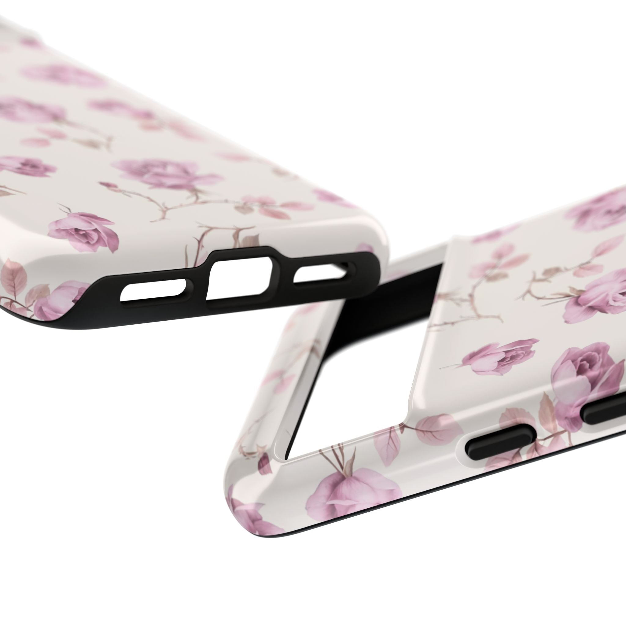 Estuche floral con diseño de rosas vintage y píxeles de Coquette