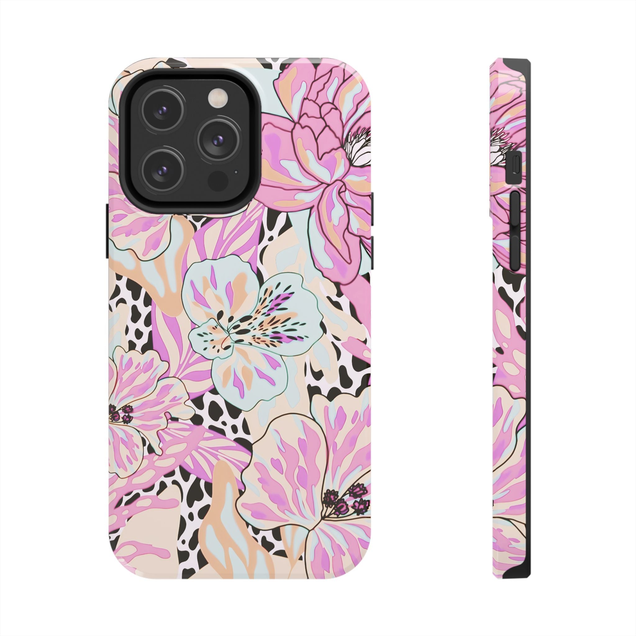 Coque iPhone à motif floral pastel | Lys léopard