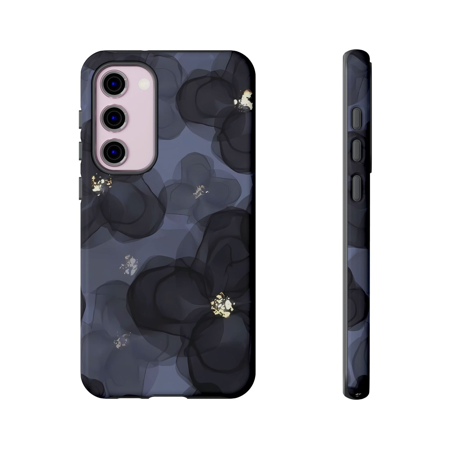 Double exposition | Coque Galaxy à fleurs bleues