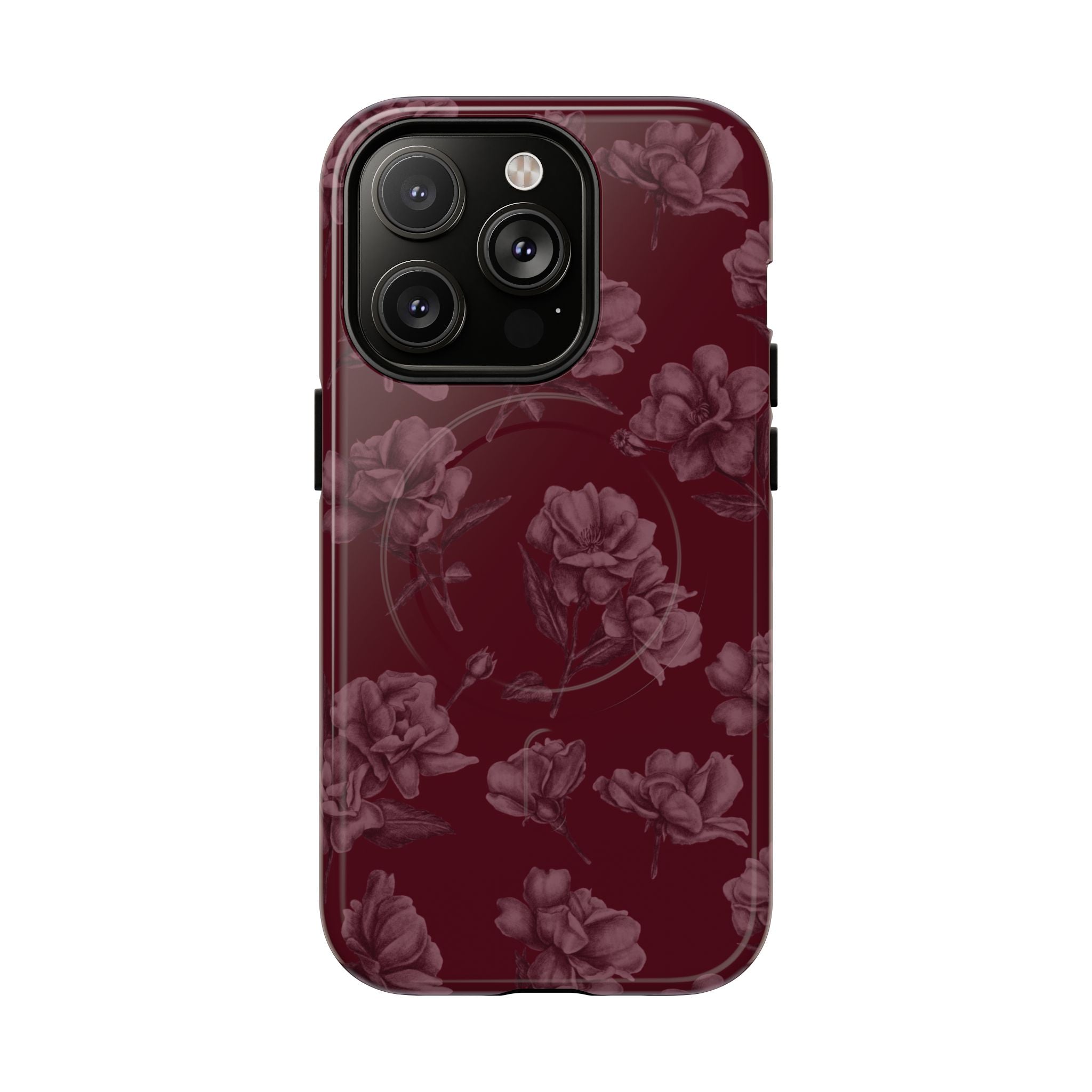 Funda MagSafe con estampado floral burdeos de Femme Fatale