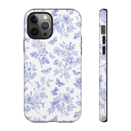 Wild Roses | Blue Floral Butterfly Toile Case