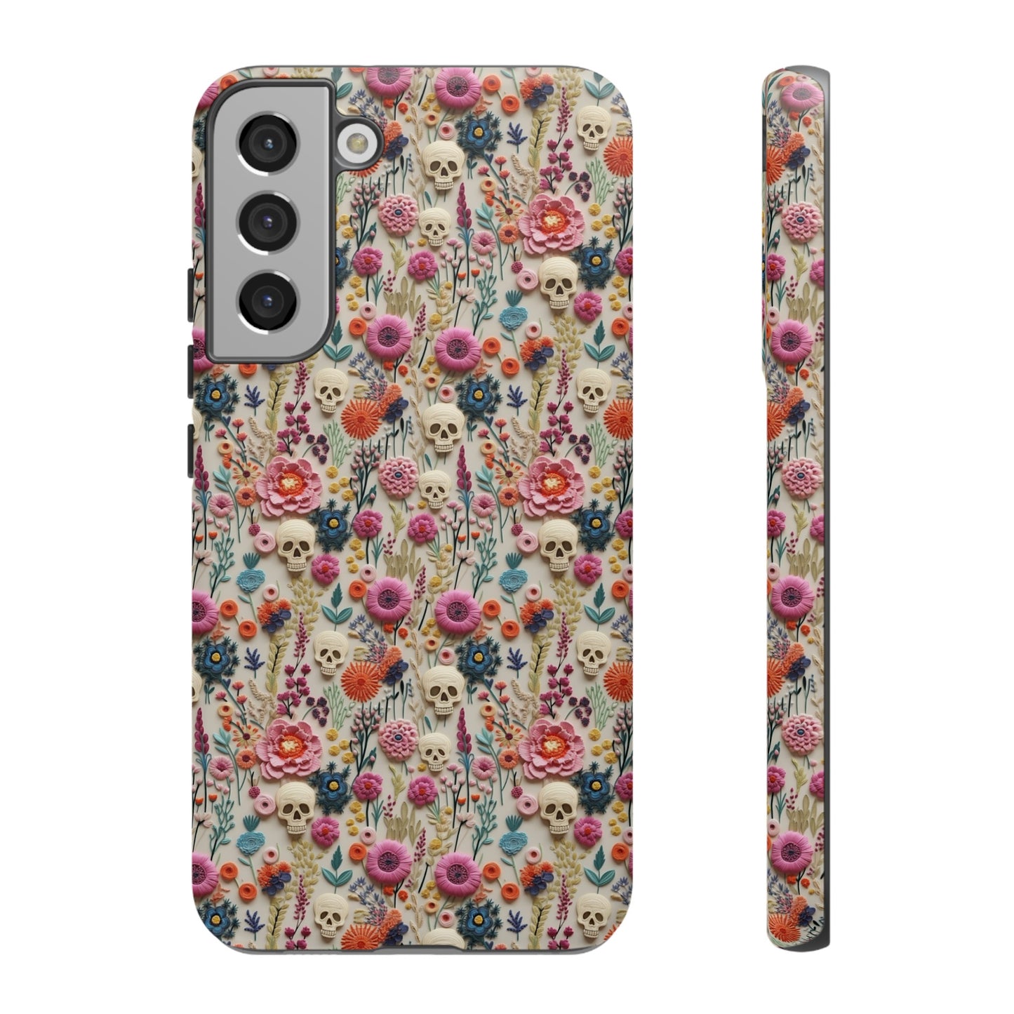 Skulls & Flowers | Embroidery Effect Case