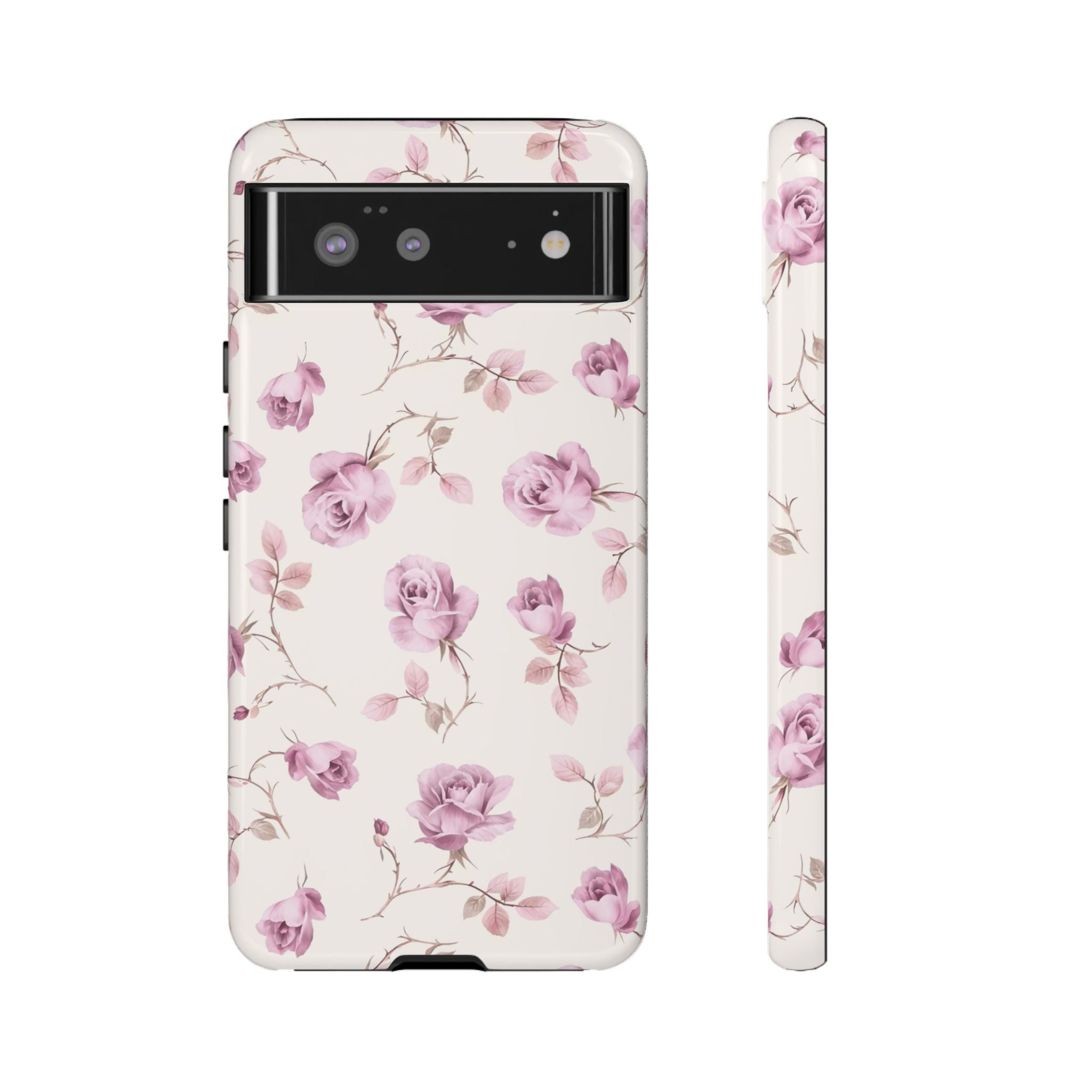 Estuche floral con diseño de rosas vintage y píxeles de Coquette