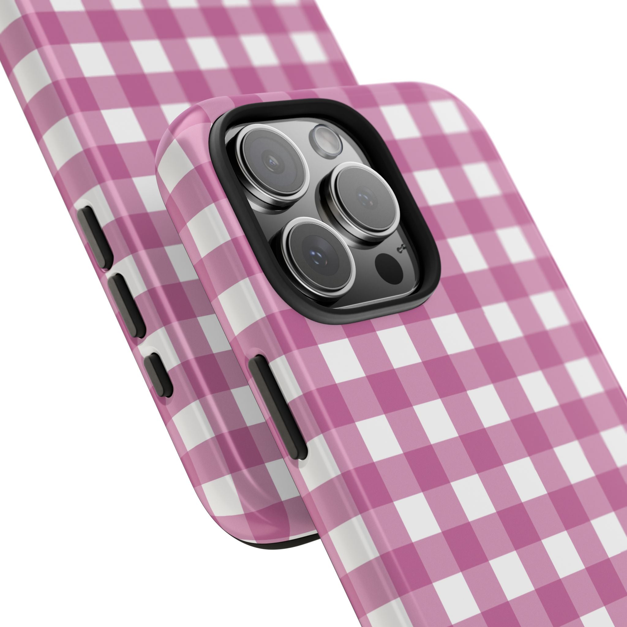 Pink Plaid Gingham Check iPhone Case