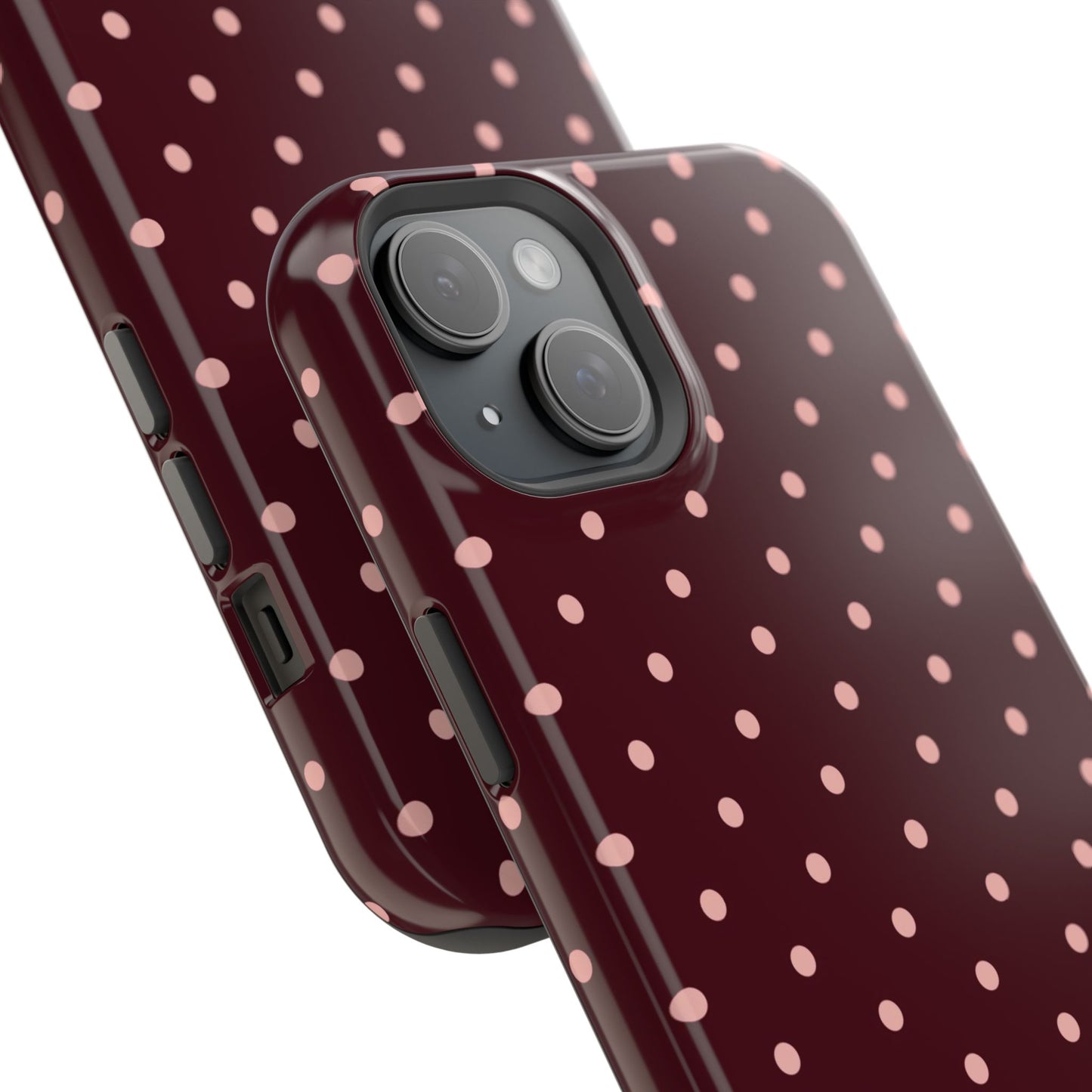 Pretty Please | Burgundy Polka Dot iPhone Case