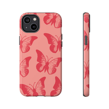 Funda para iPhone con diseño de mariposa social y mariposa color melocotón