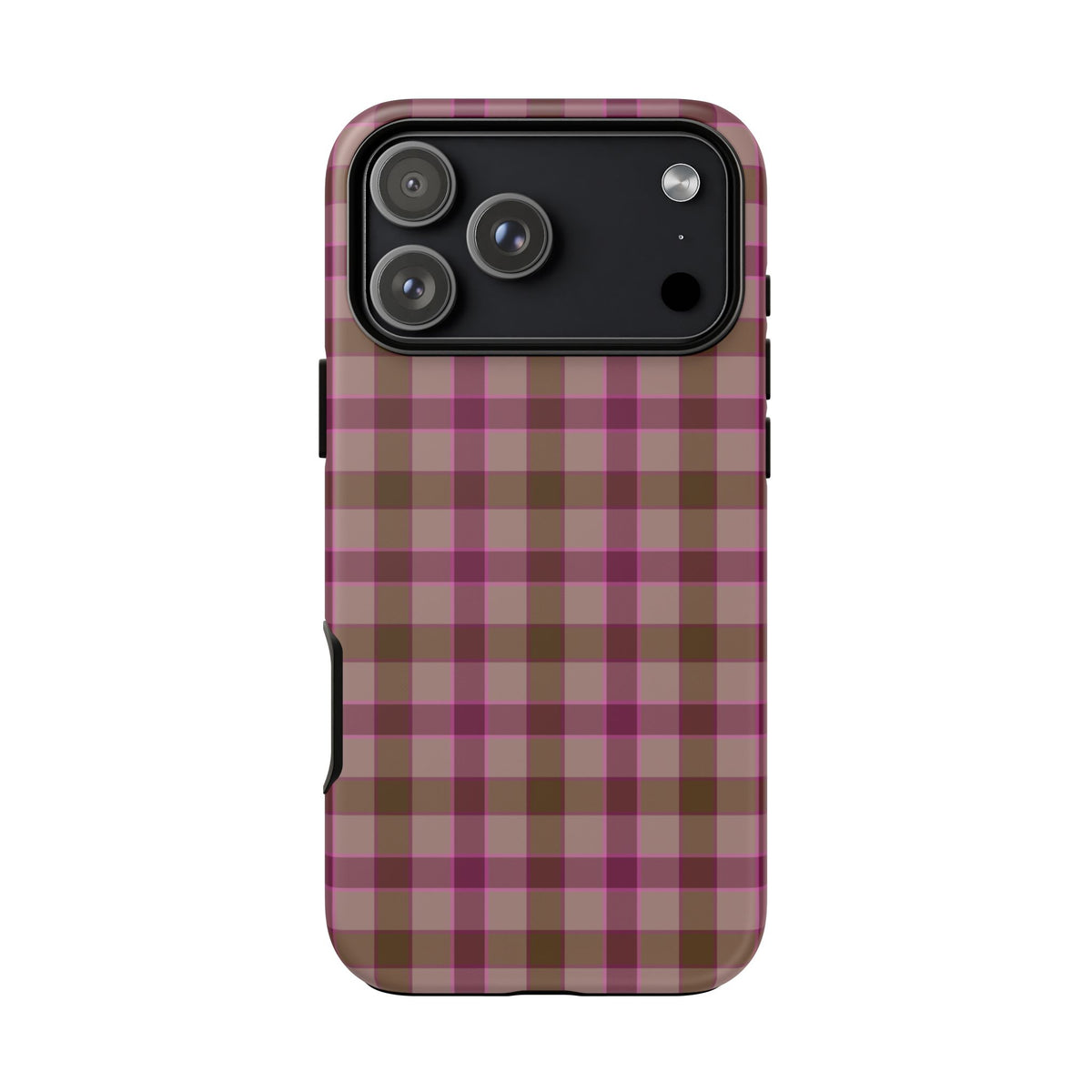 Mulberry Plaid | Pink & Brown Plaid iPhone Case