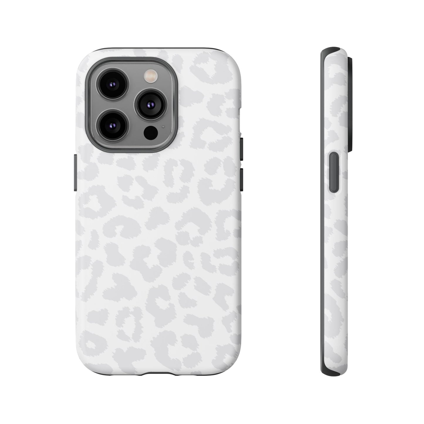 Snow Bunny | White & Gray Leopard Print Case