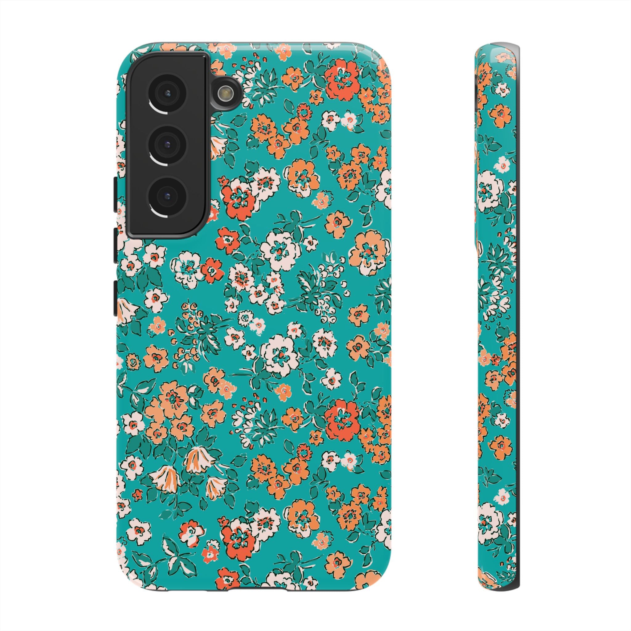 Teal Garden Floral Galaxy Case