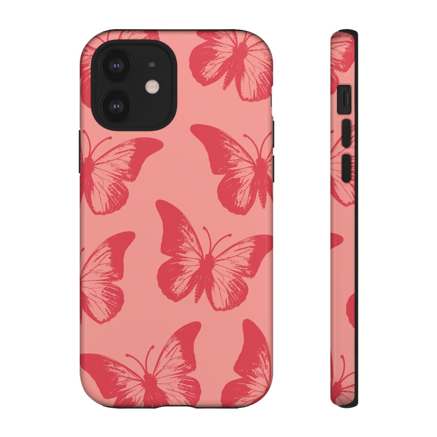 Funda para iPhone con diseño de mariposa social y mariposa color melocotón