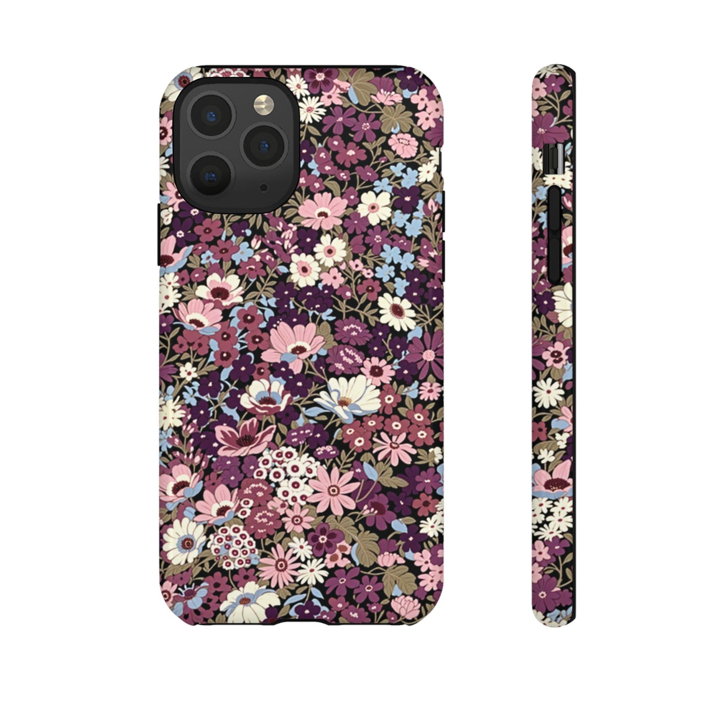 Funda para iPhone con diseño floral morado y ciruela azucarada