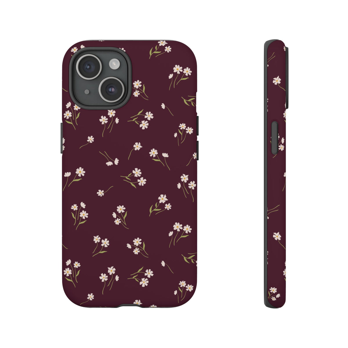 Dainty Daisy | Burgundy Floral iPhone Case