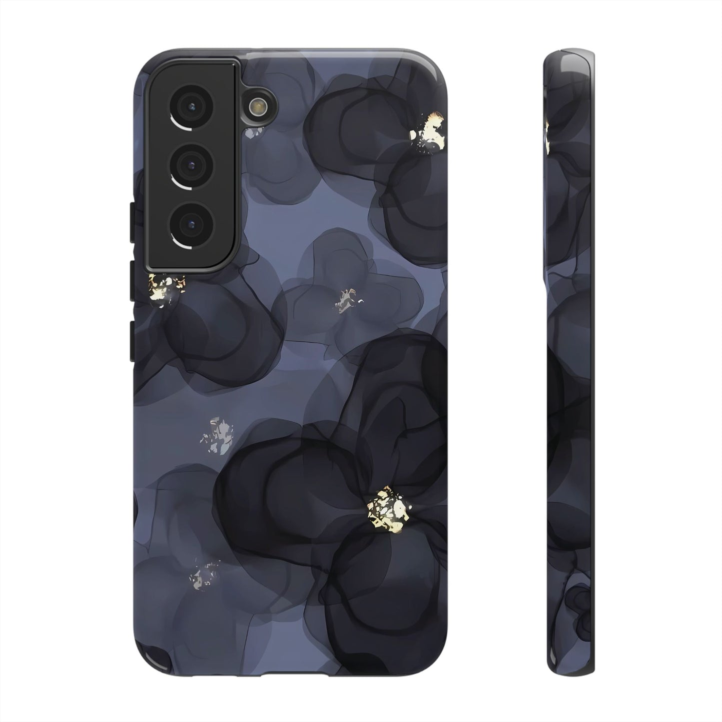 Double exposition | Coque Galaxy à fleurs bleues