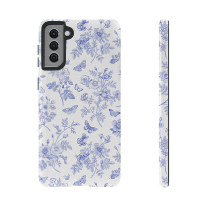 Wild Roses | Blue Floral Butterfly Toile Case