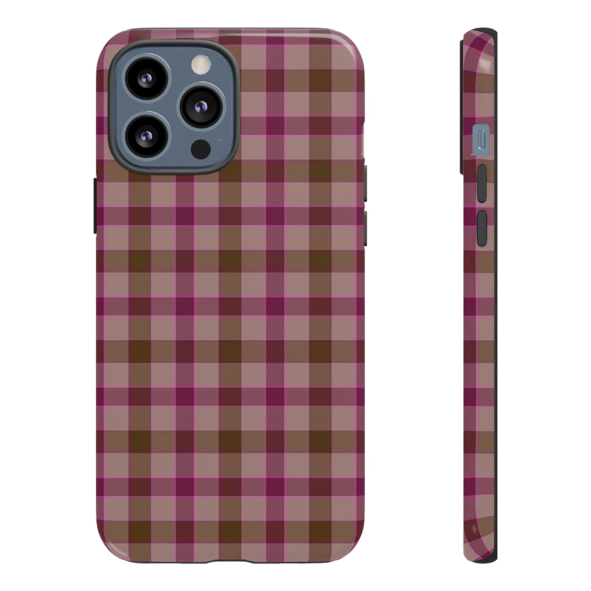 Mulberry Plaid | Pink & Brown Plaid iPhone Case