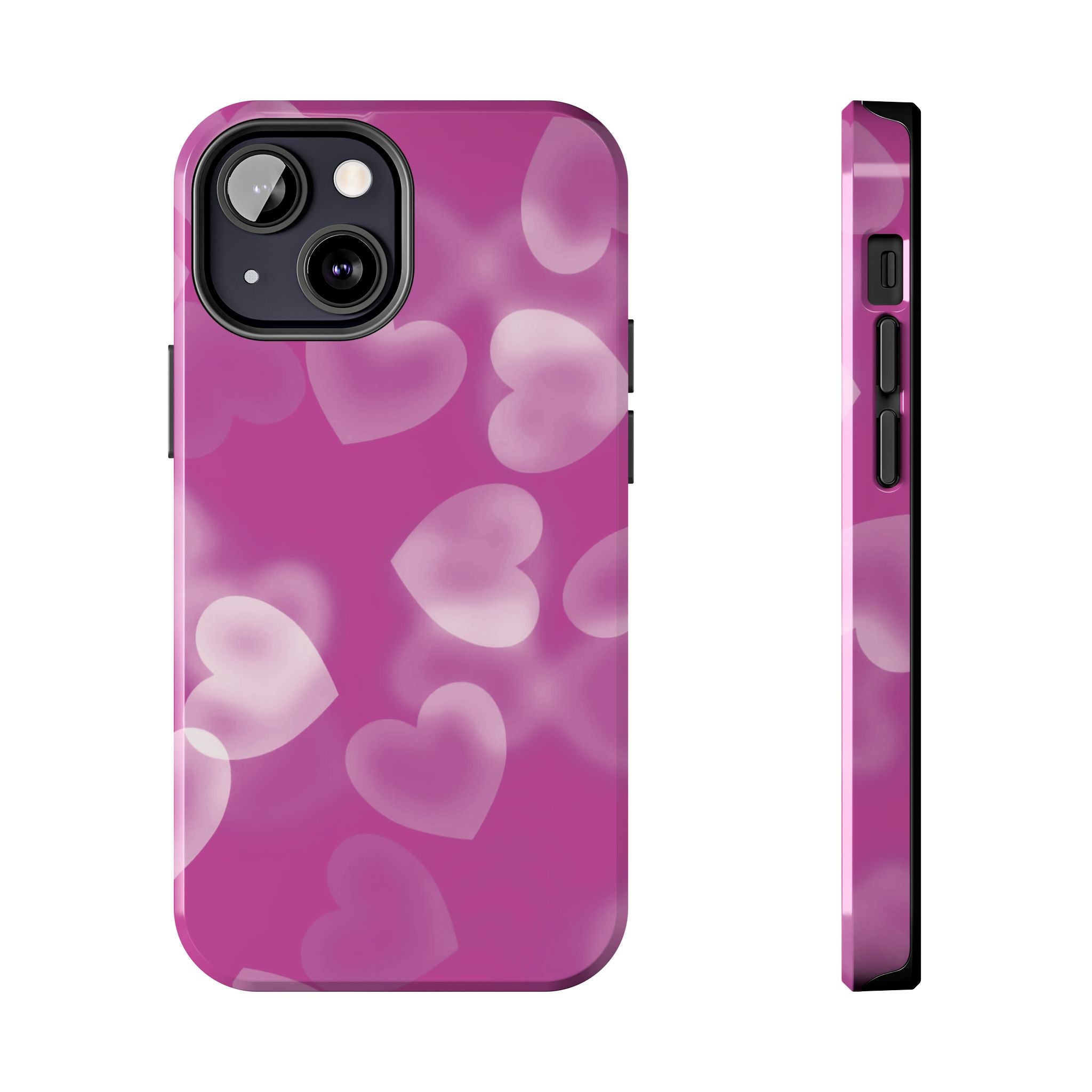 Coque iPhone rose avec coeurs en aérographe