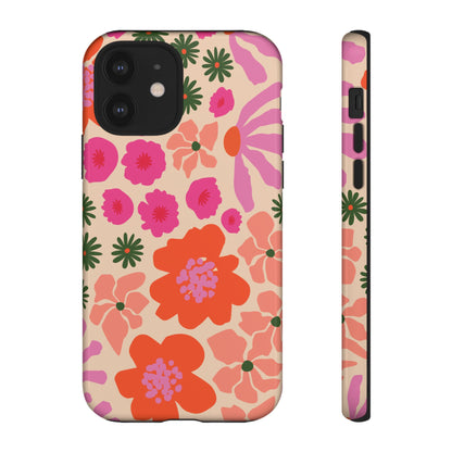 Funda para iPhone con diseño floral y flores en plena floración