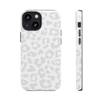 Snow Bunny | White & Gray Leopard Print Case