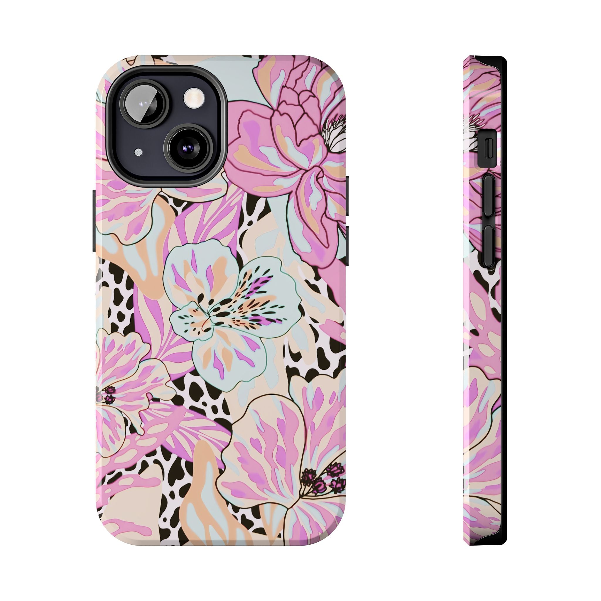 Coque iPhone à motif floral pastel | Lys léopard