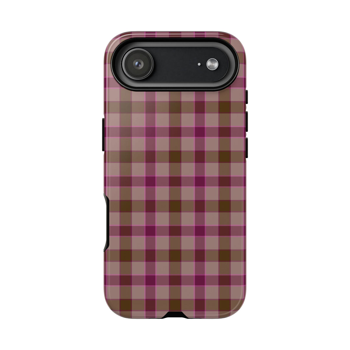 Mulberry Plaid | Pink & Brown Plaid iPhone Case