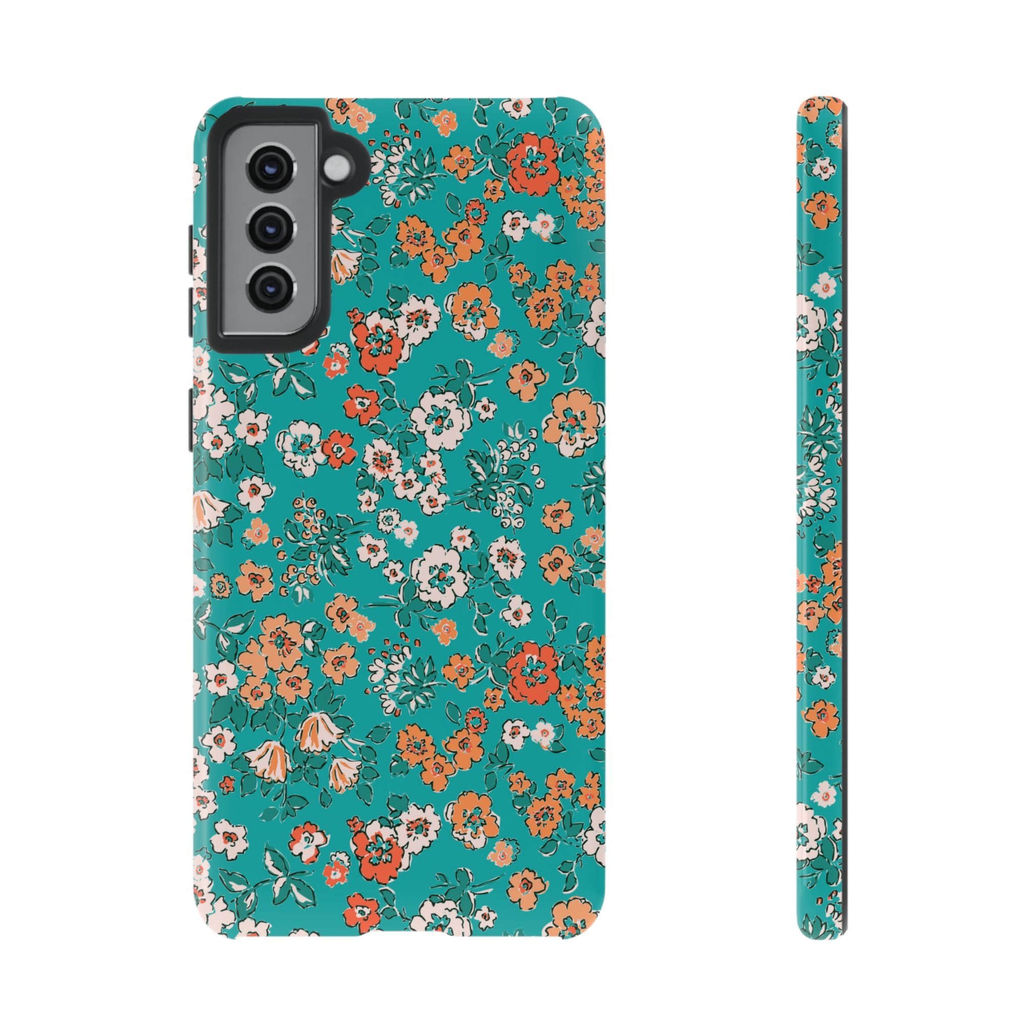 Teal Garden Floral Galaxy Case