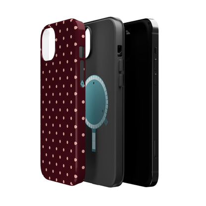 Pretty Please | Burgundy Polka Dot iPhone Case