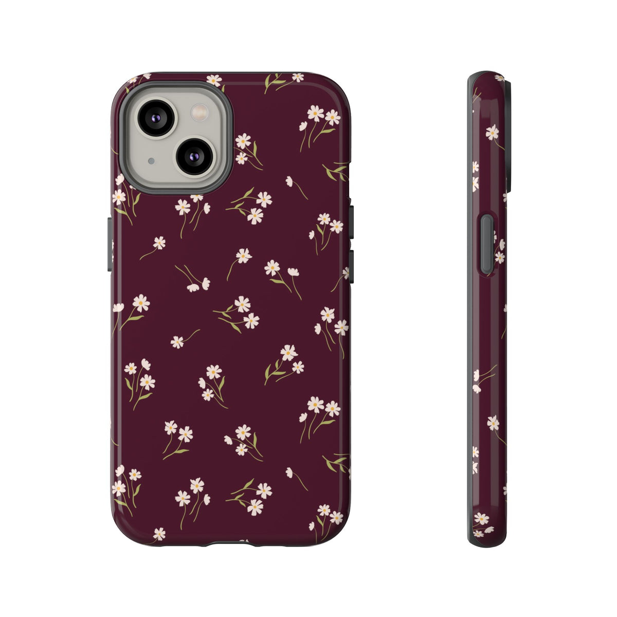 Dainty Daisy | Burgundy Floral iPhone Case