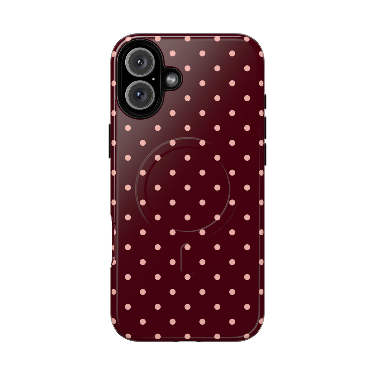 Pretty Please | Burgundy Polka Dot MagSafe Case