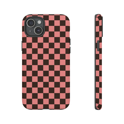 Checked Out | Pink & Brown Checkerboard Case