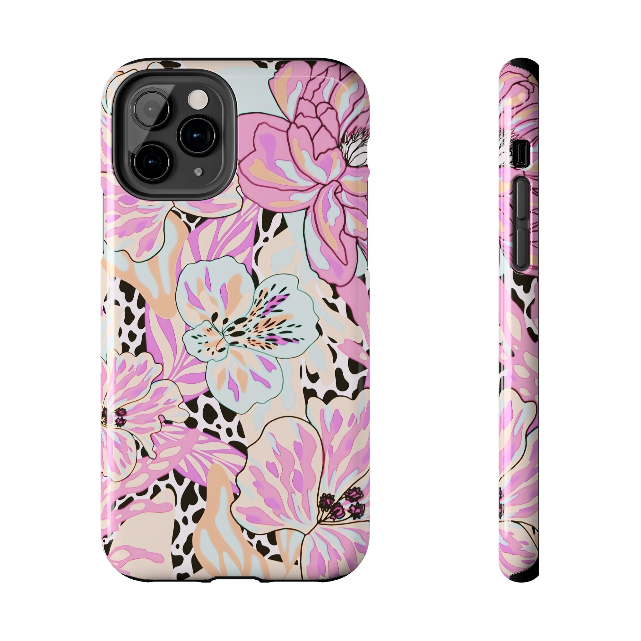 Coque iPhone à motif floral pastel | Lys léopard