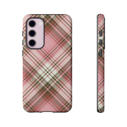 Funda elegante y preppy con diseño de cuadros rosas para Galaxy