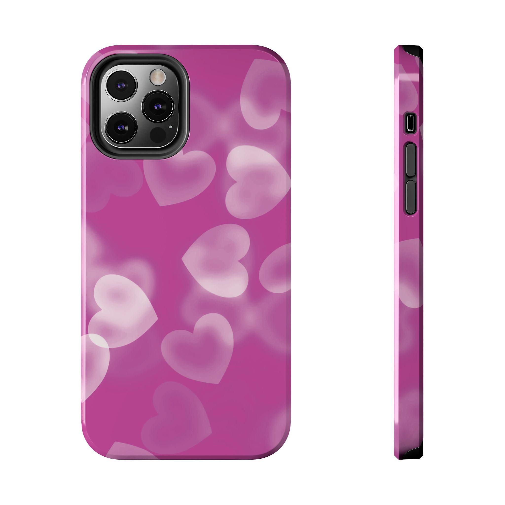 Coque iPhone rose avec coeurs en aérographe