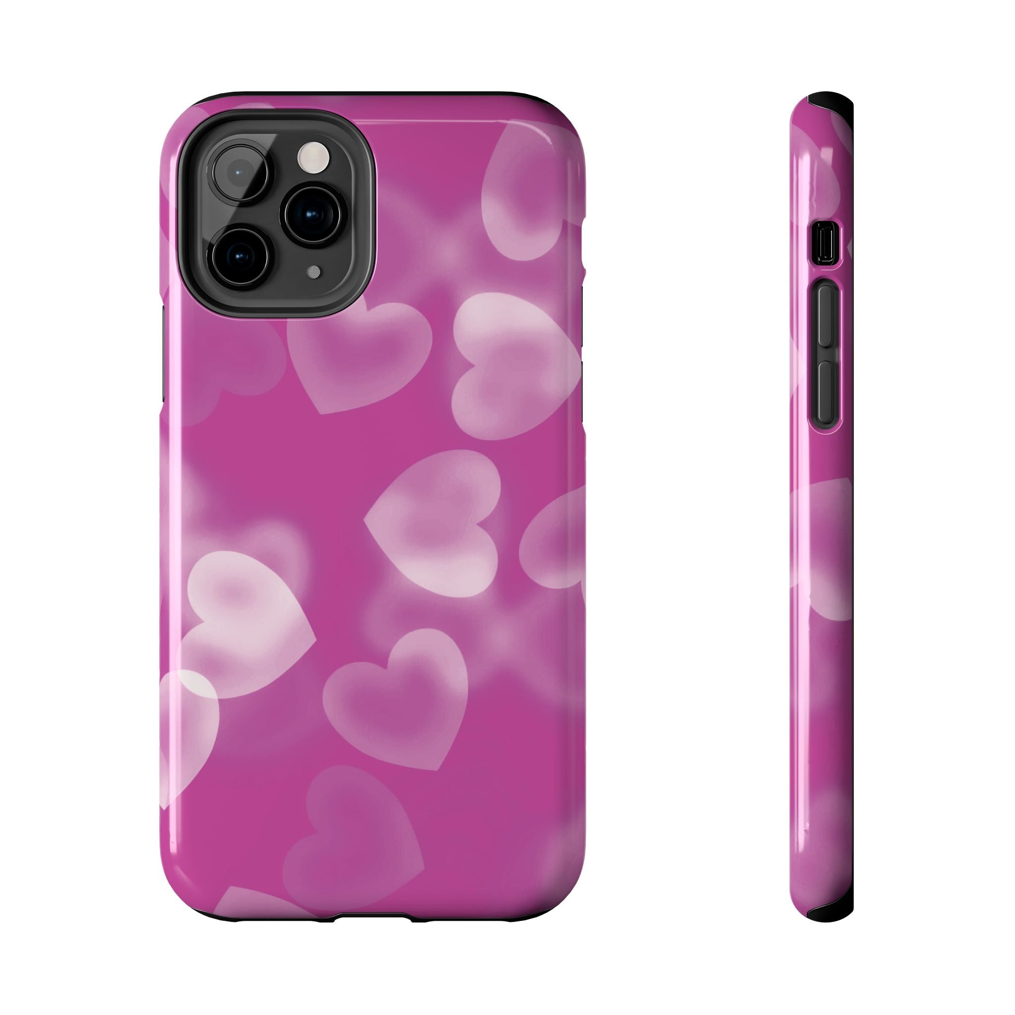 Coque iPhone rose avec coeurs en aérographe