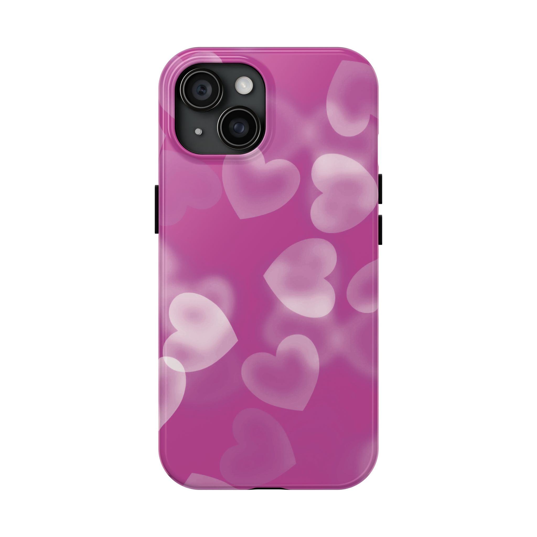 Coque iPhone rose avec coeurs en aérographe