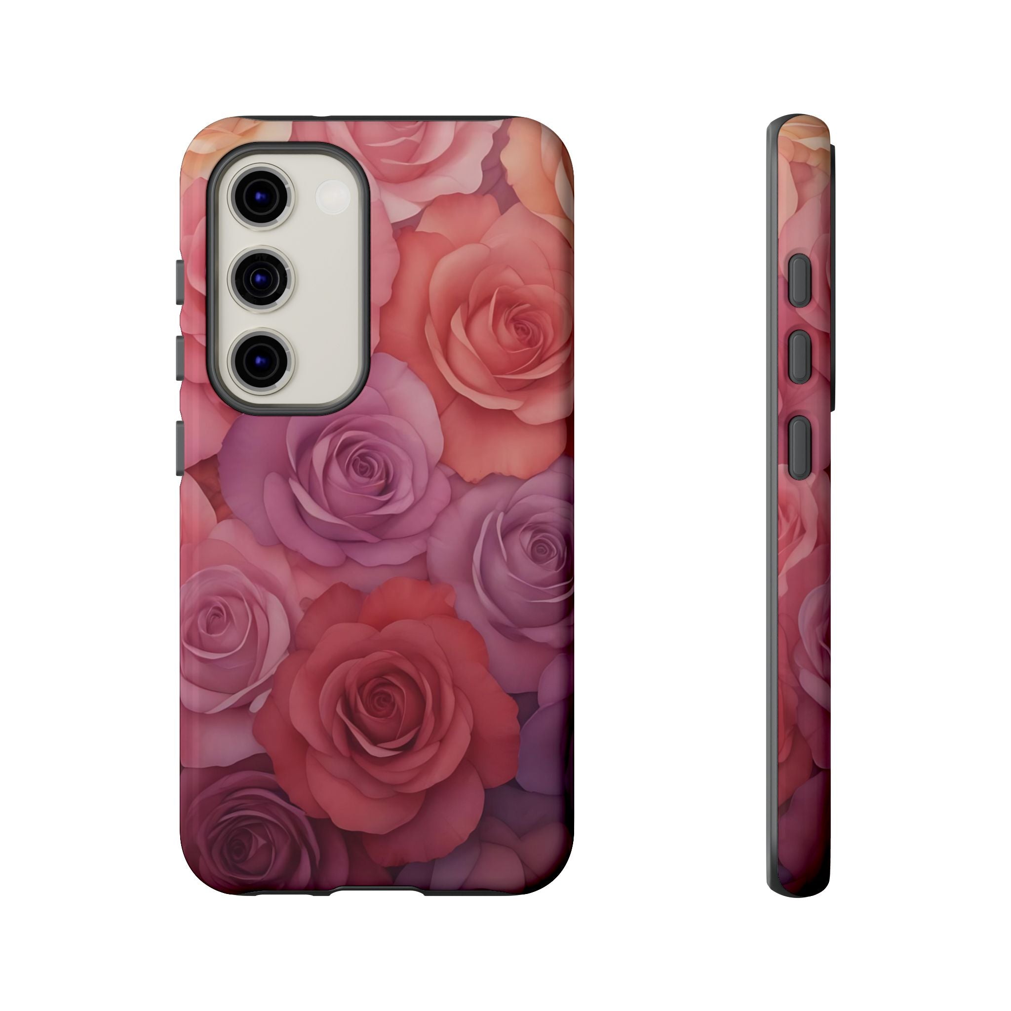 Estuche Galaxy con rosas degradadas y diseño floral