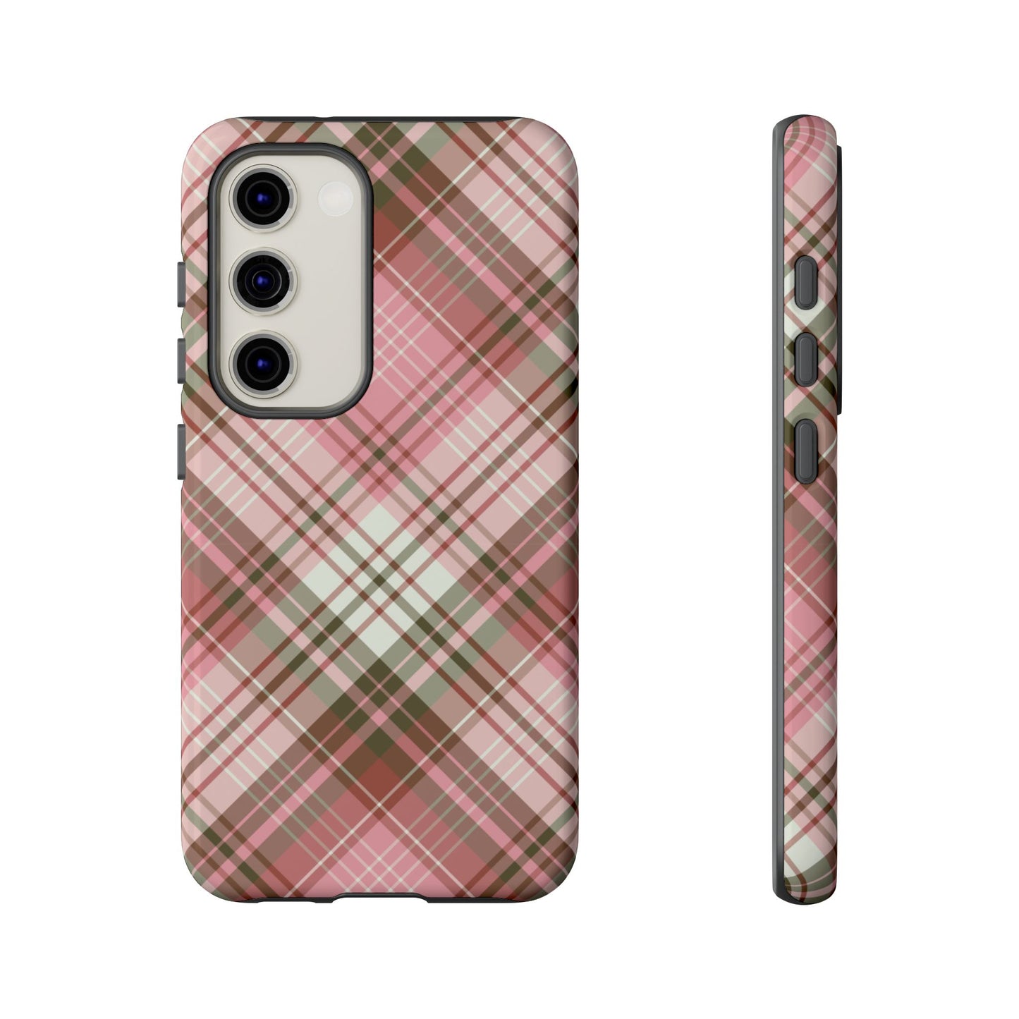 Funda elegante y preppy con diseño de cuadros rosas para Galaxy