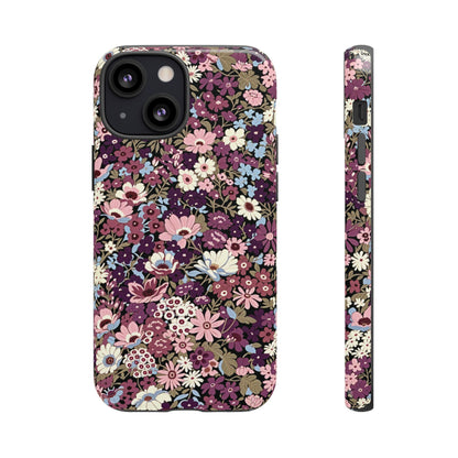 Funda para iPhone con diseño floral morado y ciruela azucarada