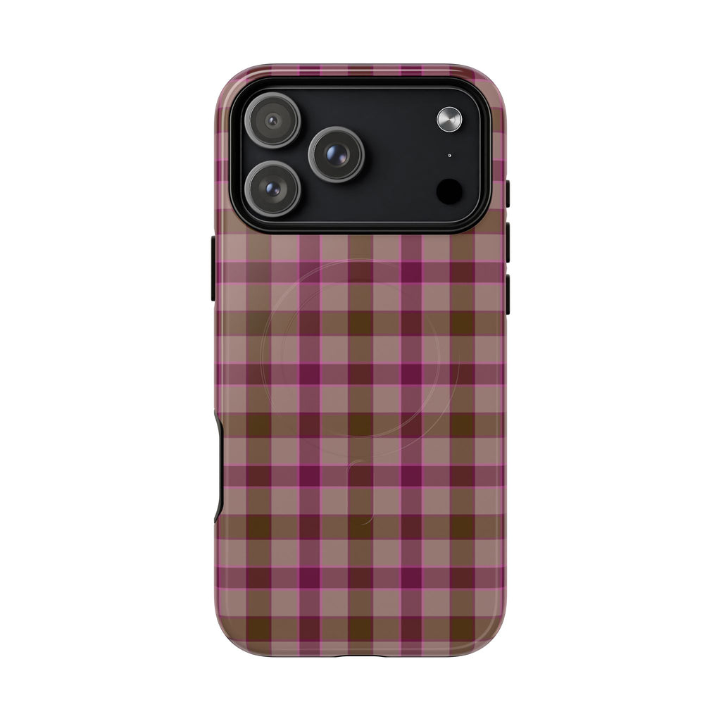 Mulberry Plaid | Pink & Brown Plaid MagSafe Case