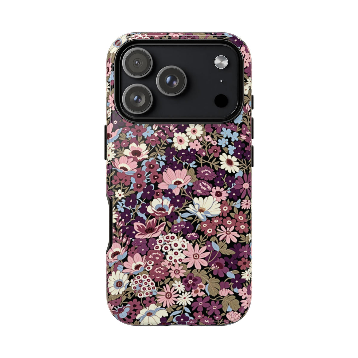 Funda para iPhone con diseño floral morado y ciruela azucarada