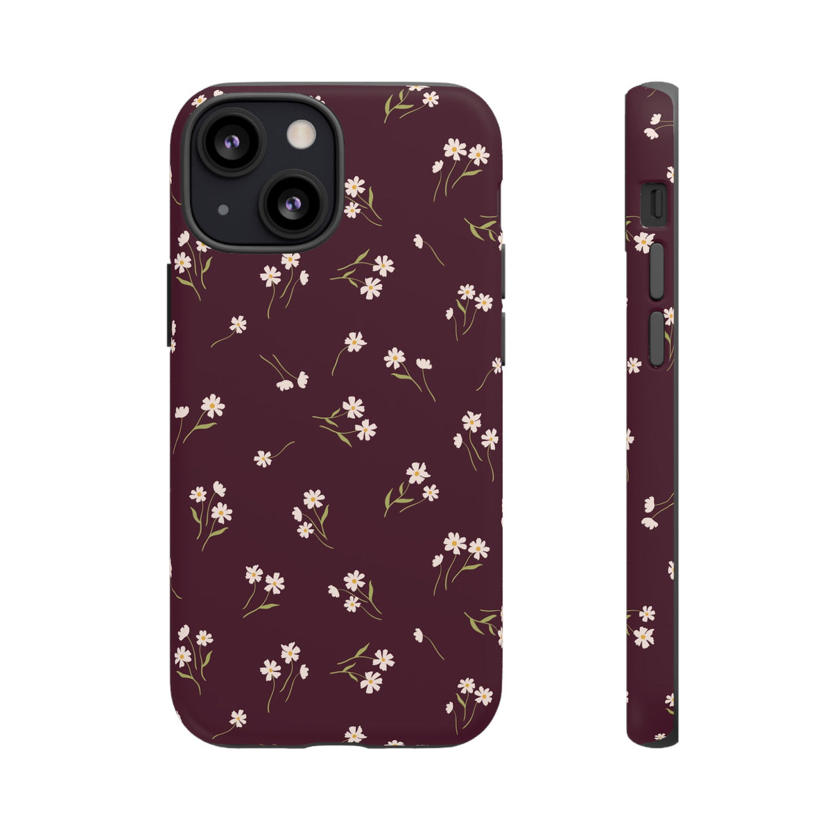 Dainty Daisy | Burgundy Floral iPhone Case