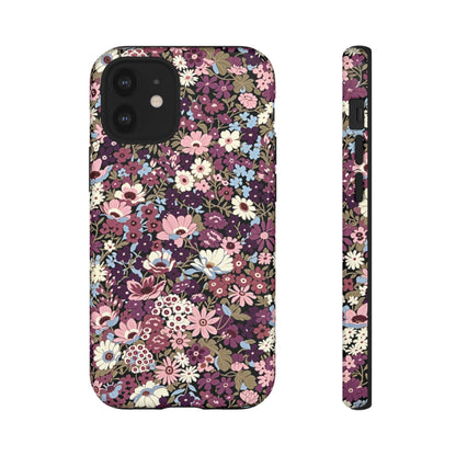 Funda para iPhone con diseño floral morado y ciruela azucarada