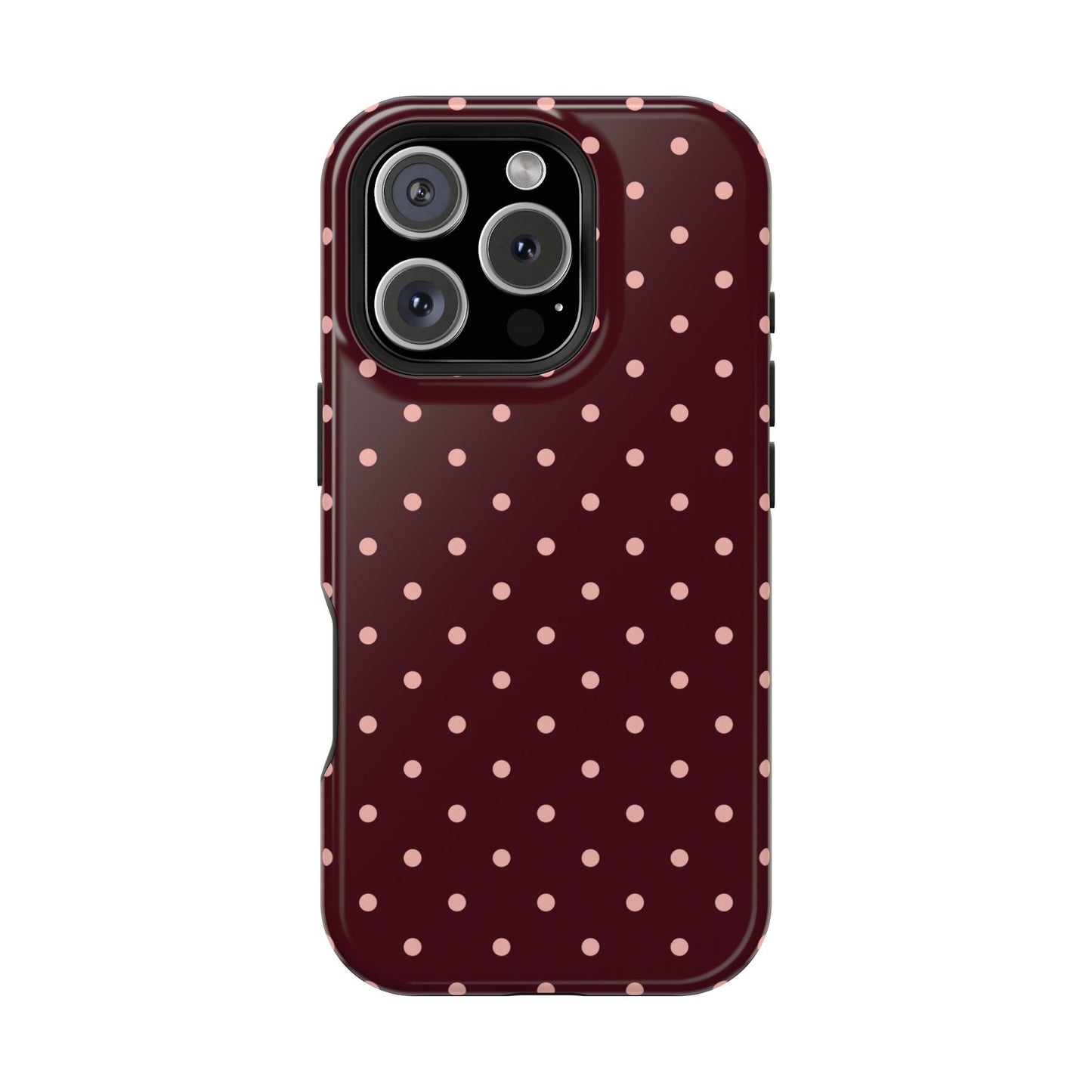 Pretty Please | Burgundy Polka Dot iPhone Case