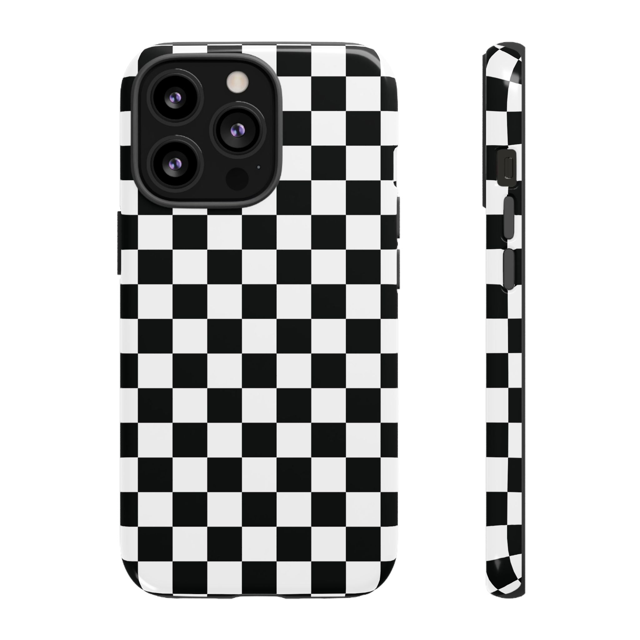 Coque iPhone à damier noir et blanc Skater Girl |