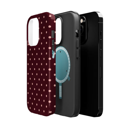 Pretty Please | Burgundy Polka Dot iPhone Case