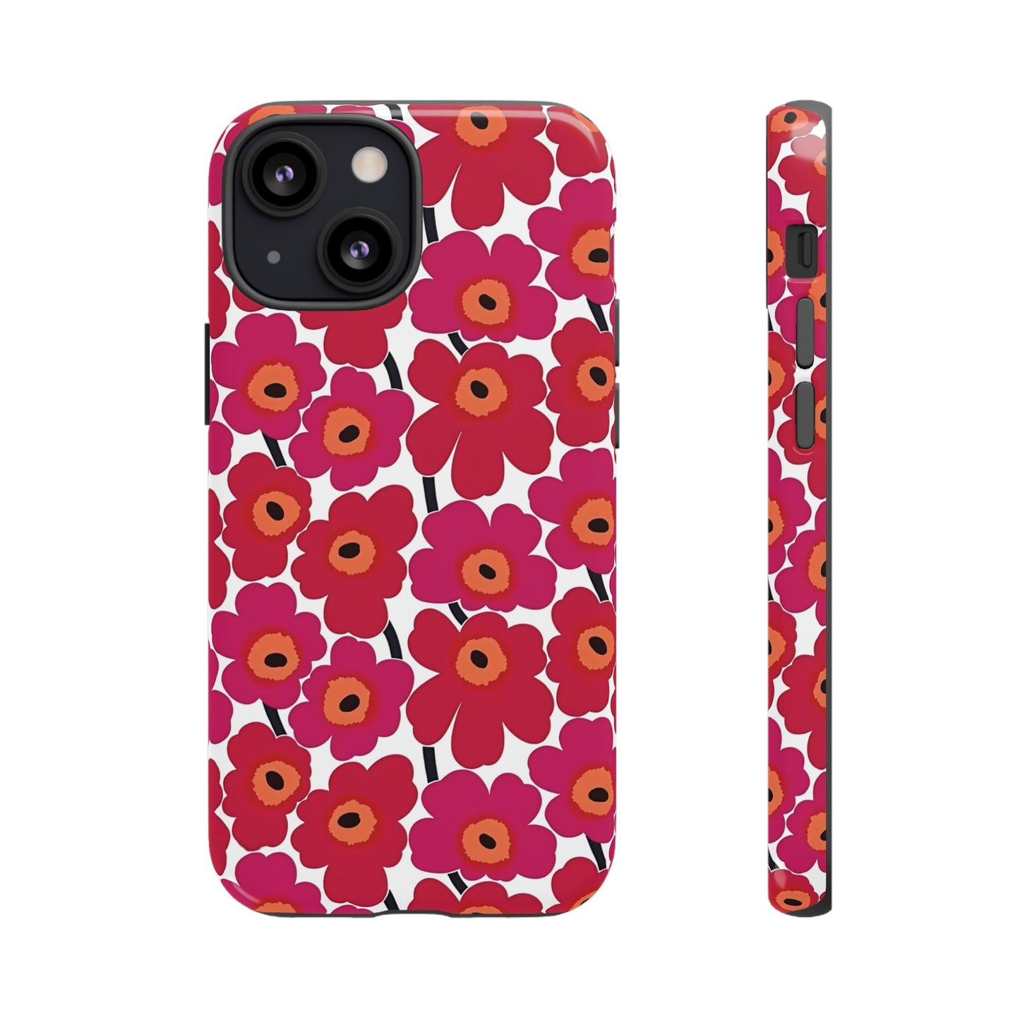 Funda para iPhone con estampado floral rosa y amapola