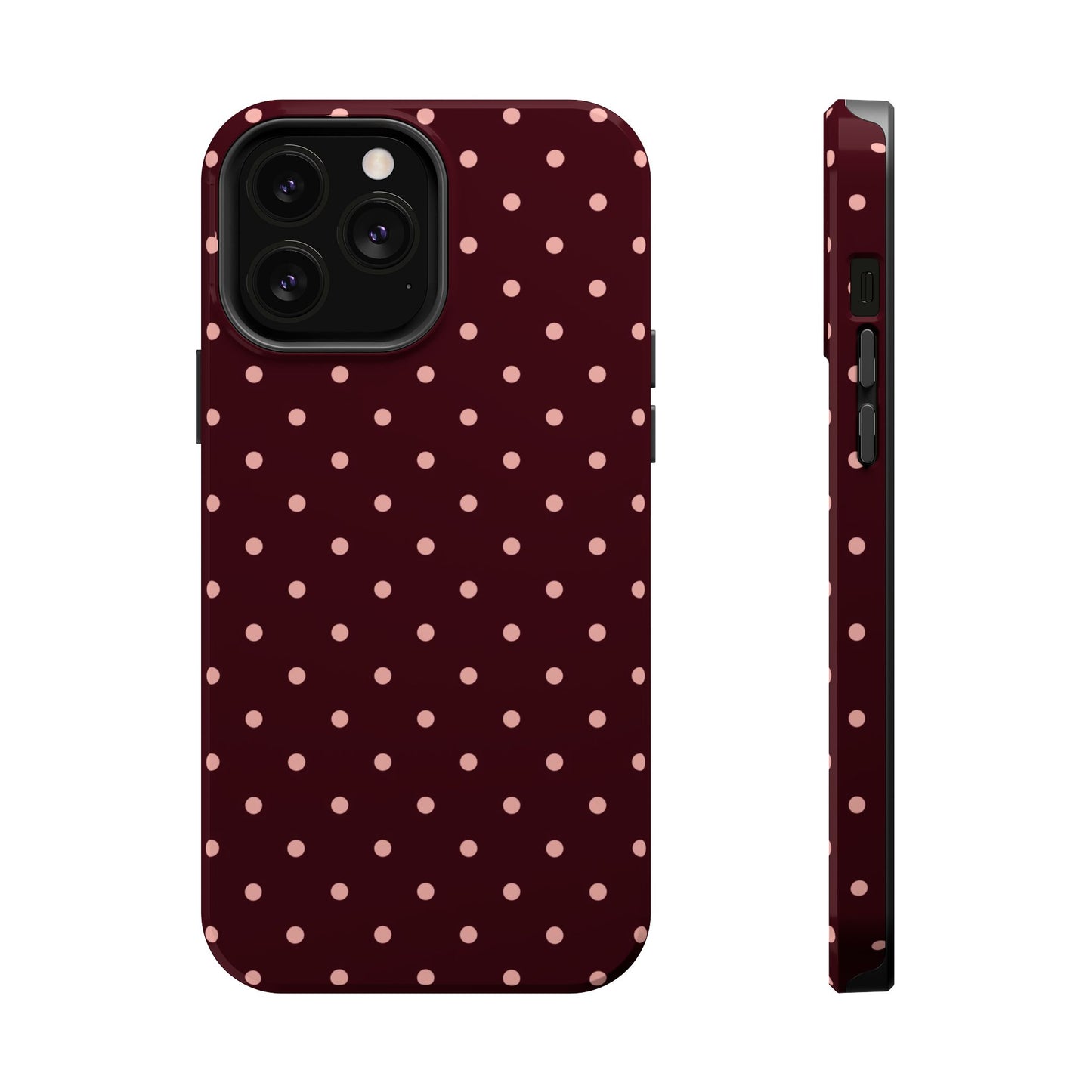 Pretty Please | Burgundy Polka Dot iPhone Case