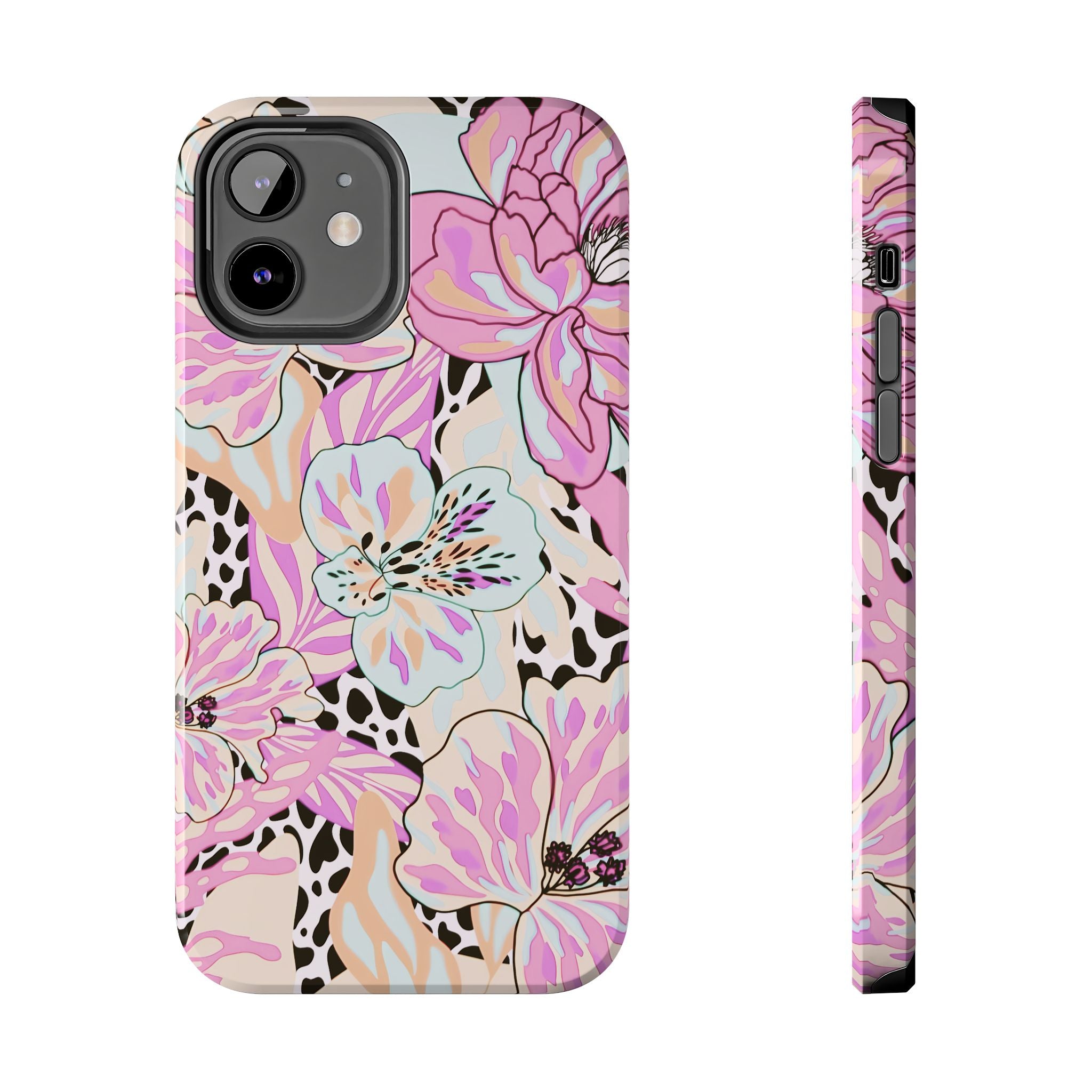 Coque iPhone à motif floral pastel | Lys léopard