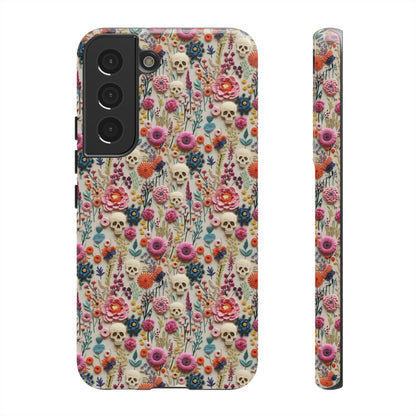 Skulls & Flowers | Embroidery Effect Case