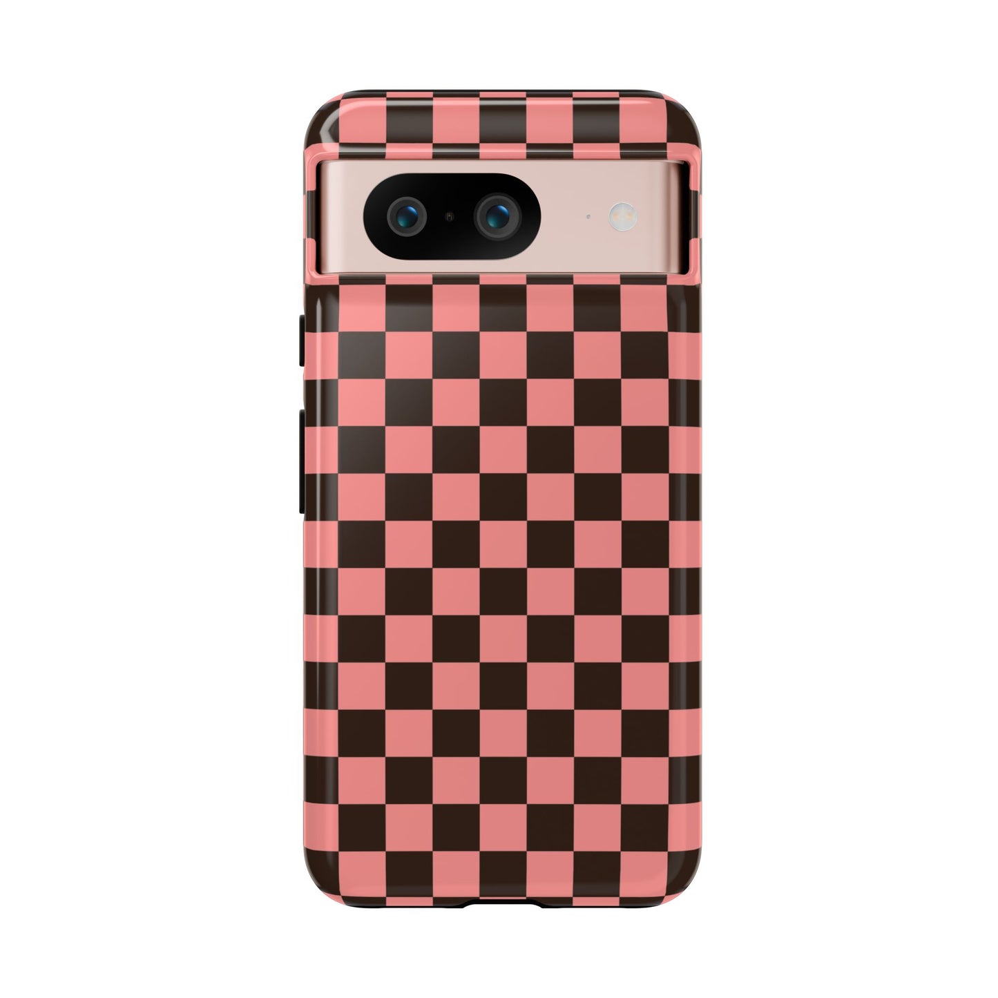 Checked Out | Pink & Brown Checkerboard Case