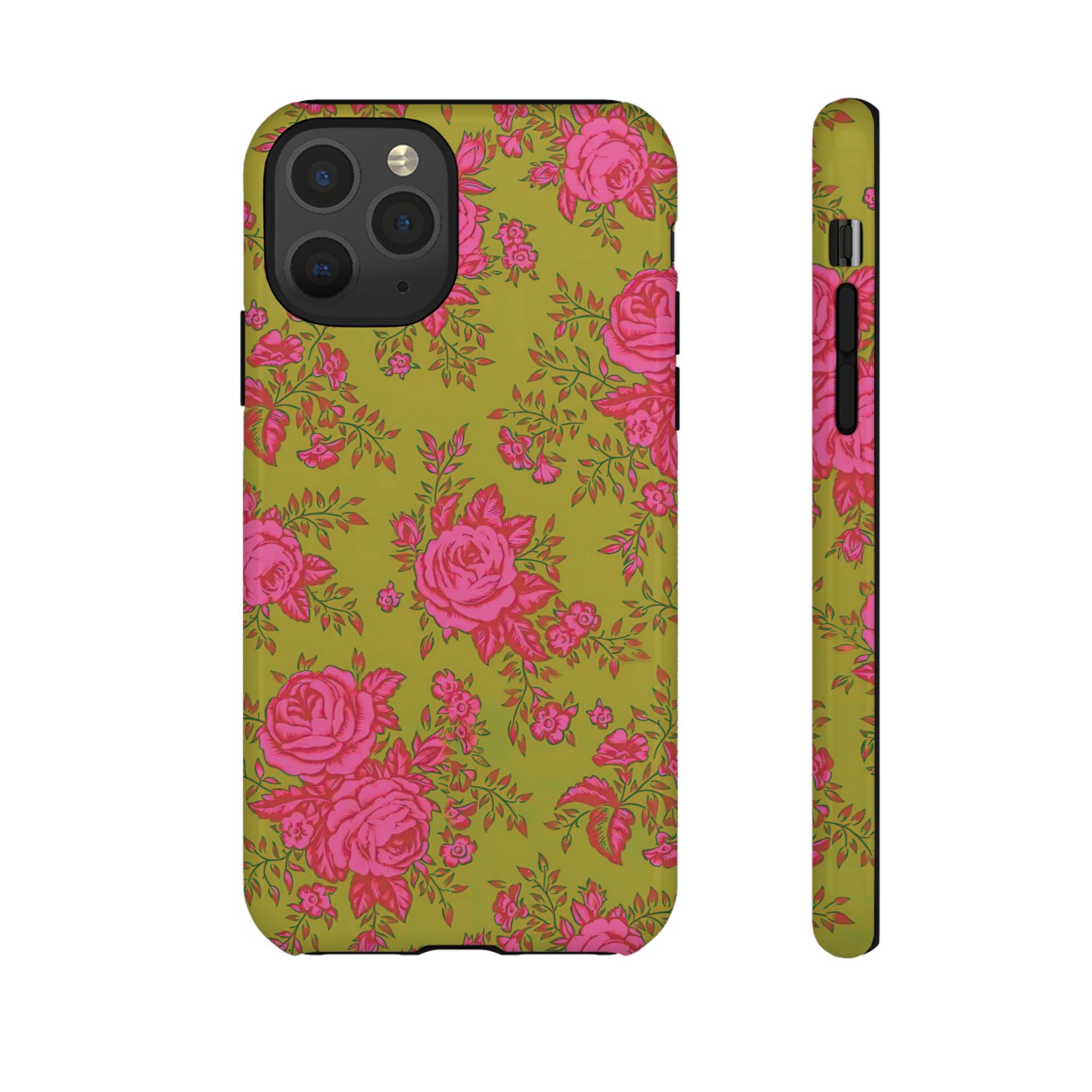 Coque iPhone à motif floral vert d'envie | Rose
